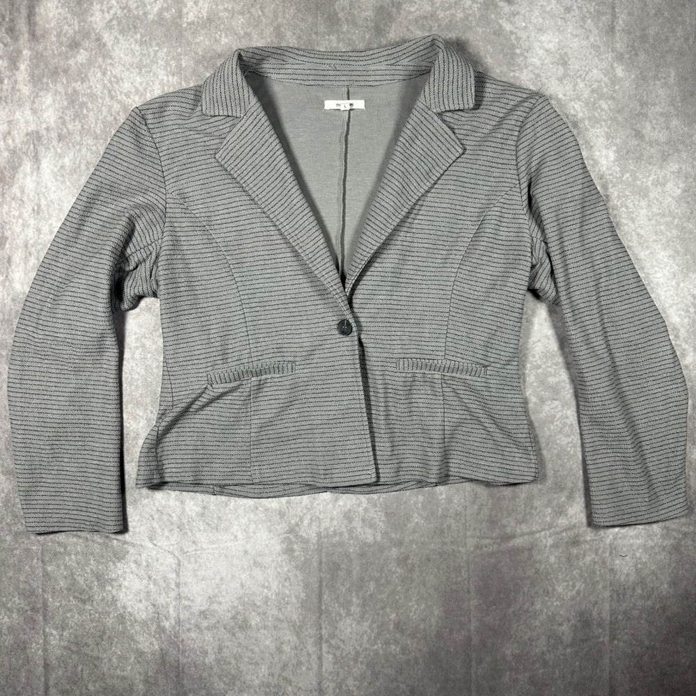 Maurices‎ Striped Knit Blazer Jacket Size L Womens Grey Business Casual Workwear
